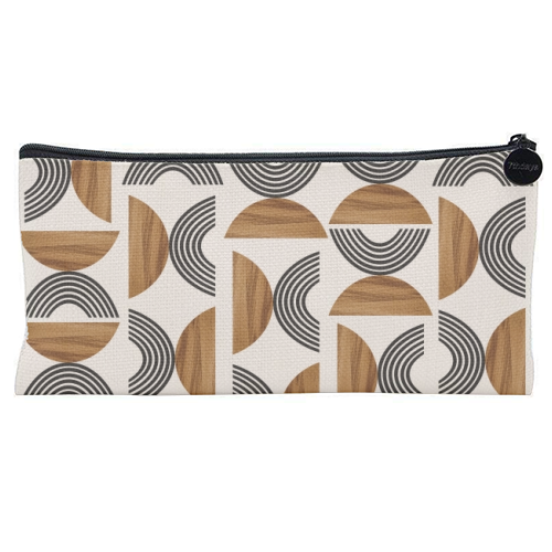Wood Sun Arch Balance Pattern #1 #minimal #abstract #art - flat pencil case by Anita Bella Jantz