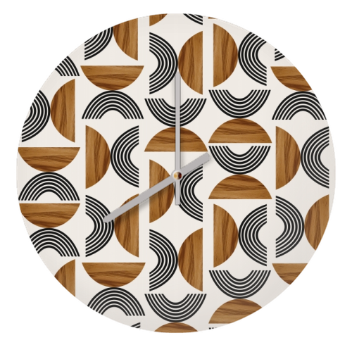 Wood Sun Arch Balance Pattern #1 #minimal #abstract #art - quirky wall clock by Anita Bella Jantz