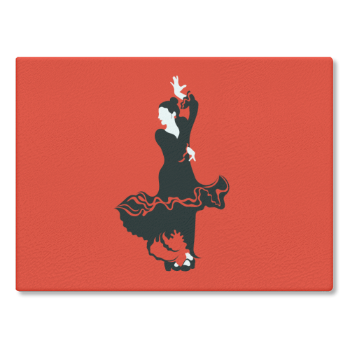 Flamenco Dancer - glass chopping board by Adam Regester