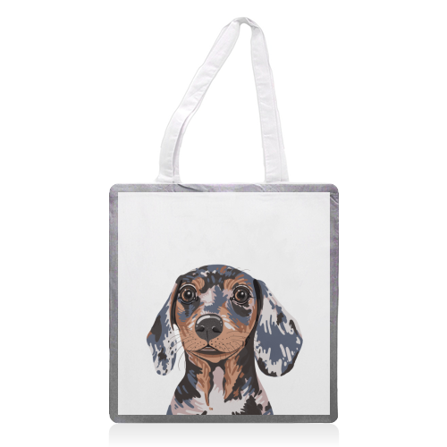 Dappled Dachshund Puppy Illustration - printed tote bag by Adam Regester