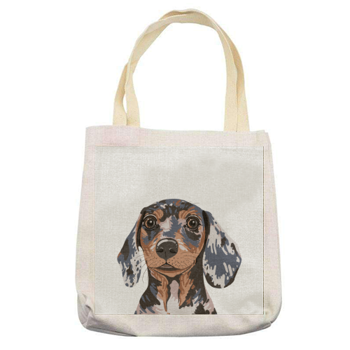Dappled Dachshund Puppy Illustration - printed tote bag by Adam Regester