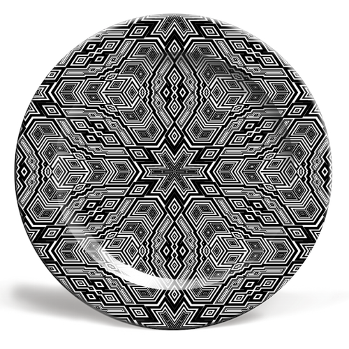 Geometric Snowflake - ceramic dinner plate by Kaleiope Studio