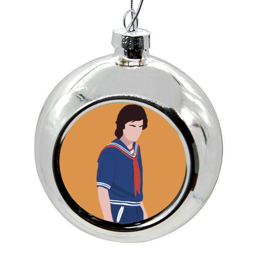 Stranger Things Steve - colourful christmas bauble by Cheryl Boland