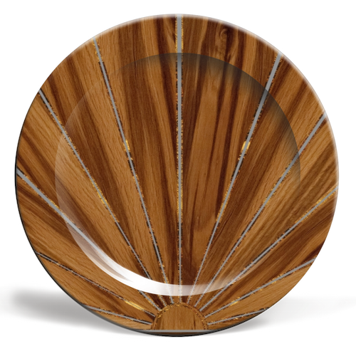 Wood Sun Retro Glam #1 #wall #art - ceramic dinner plate by Anita Bella Jantz