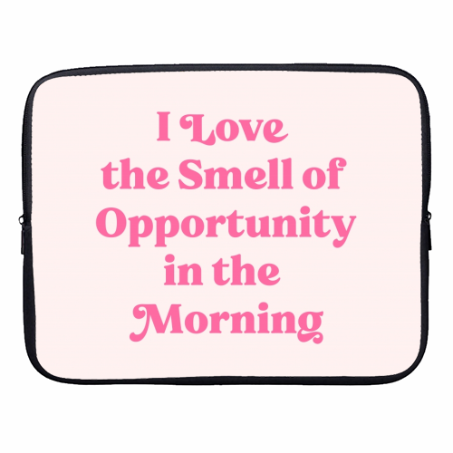 The smell of opportunity #positivity #coffeelover - designer laptop sleeve by Dominique Vari