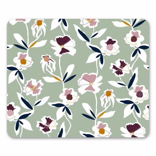 Green Floral All Over Pattern - funny mouse mat by Dizzywonders