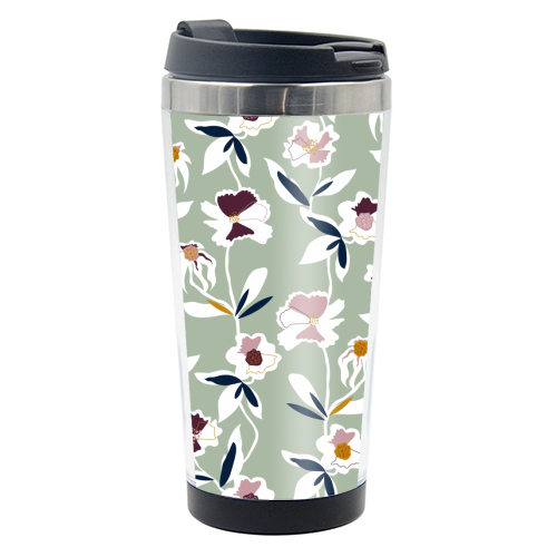 Green Floral All Over Pattern - photo water bottle by Dizzywonders