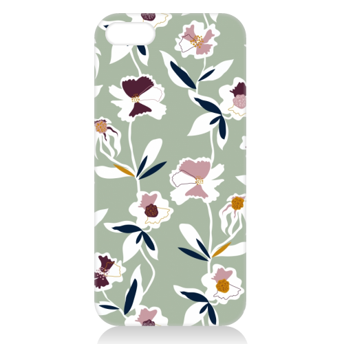 Green Floral All Over Pattern - unique phone case by Dizzywonders