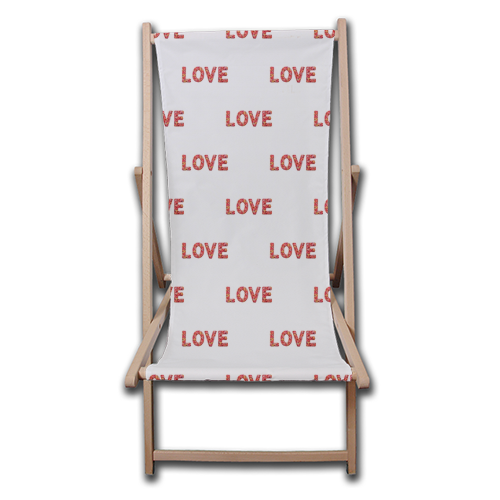 Flower Decorated Love Text Design - canvas deck chair by Daniel Ferreira Leites