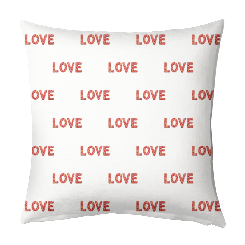 Flower Decorated Love Text Design - designed cushion by Daniel Ferreira Leites