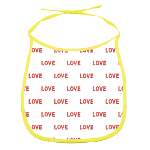 Flower Decorated Love Text Design - funny baby bib by Daniel Ferreira Leites