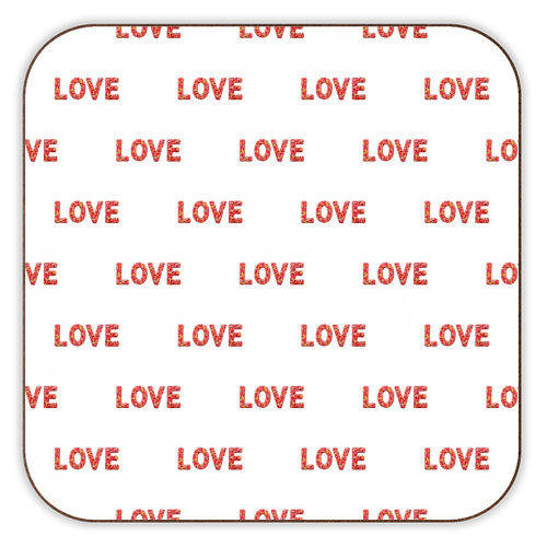 Flower Decorated Love Text Design - personalised beer coaster by Daniel Ferreira Leites
