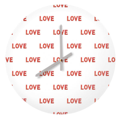 Flower Decorated Love Text Design - quirky wall clock by Daniel Ferreira Leites