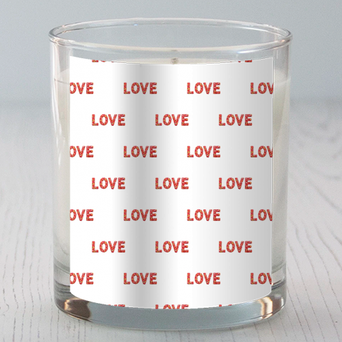 Flower Decorated Love Text Design - scented candle by Daniel Ferreira Leites