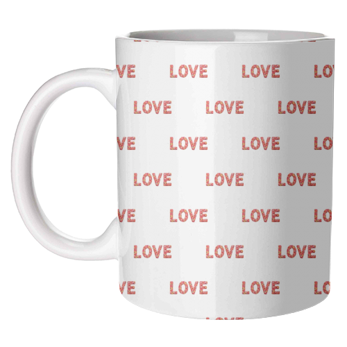 Flower Decorated Love Text Design - unique mug by Daniel Ferreira Leites