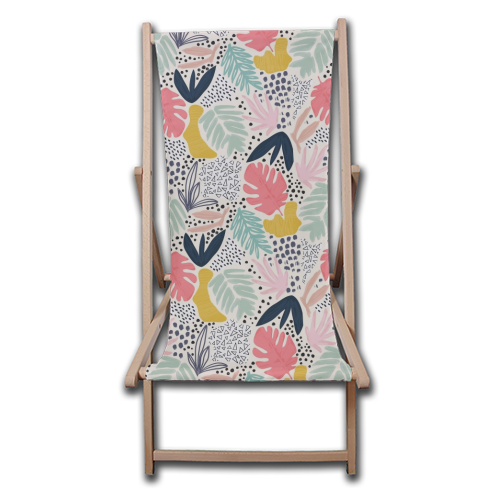 Tropical Collage Pattern - canvas deck chair by Dizzywonders