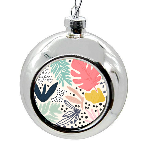 Tropical Collage Pattern - colourful christmas bauble by Dizzywonders