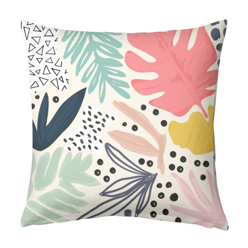 Tropical Collage Pattern - designed cushion by Dizzywonders