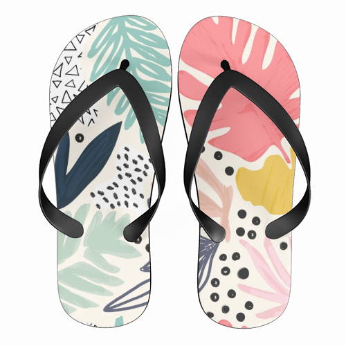 Tropical Collage Pattern - funny flip flops by Dizzywonders