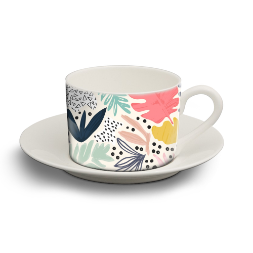 Tropical Collage Pattern - personalised cup and saucer by Dizzywonders