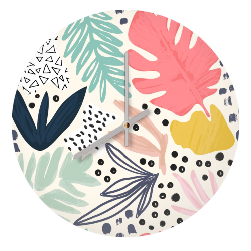 Tropical Collage Pattern - quirky wall clock by Dizzywonders