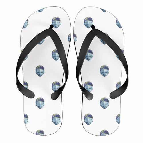 Earth With Face Mask Pandemic Concept Poster - funny flip flops by Daniel Ferreira Leites