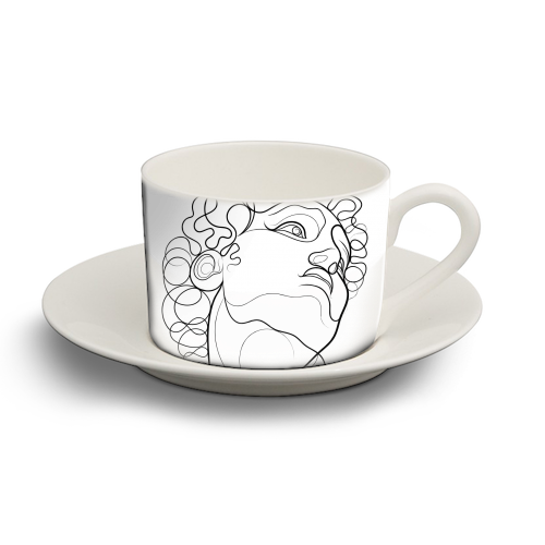 A Line Portrait Of David - personalised cup and saucer by Adam Regester