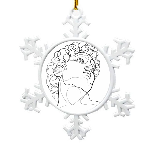 A Line Portrait Of David - snowflake decoration by Adam Regester