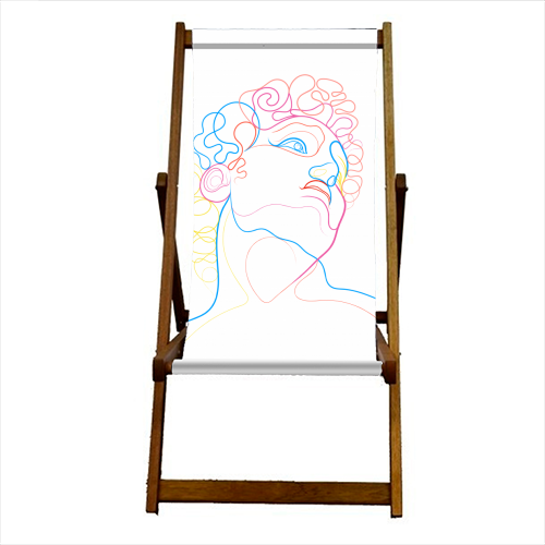 A Coloured Line Portrait Of David - canvas deck chair by Adam Regester