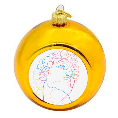 A Coloured Line Portrait Of David - colourful christmas bauble by Adam Regester