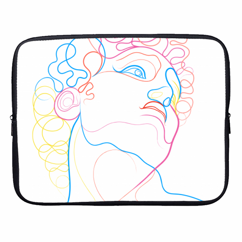 A Coloured Line Portrait Of David - designer laptop sleeve by Adam Regester