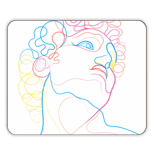 A Coloured Line Portrait Of David - designer placemat by Adam Regester