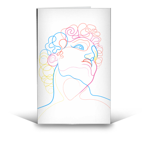 A Coloured Line Portrait Of David - funny greeting card by Adam Regester