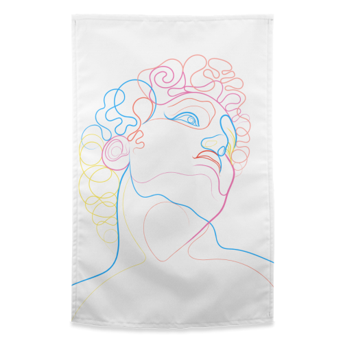 A Coloured Line Portrait Of David - funny tea towel by Adam Regester