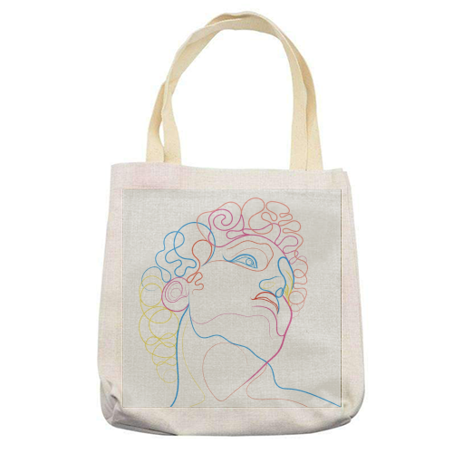 A Coloured Line Portrait Of David - printed tote bag by Adam Regester