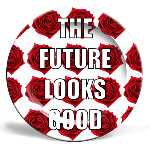 The Future Looks Good - ceramic dinner plate by Adam Regester