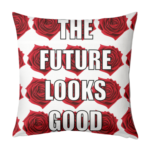 The Future Looks Good - designed cushion by Adam Regester