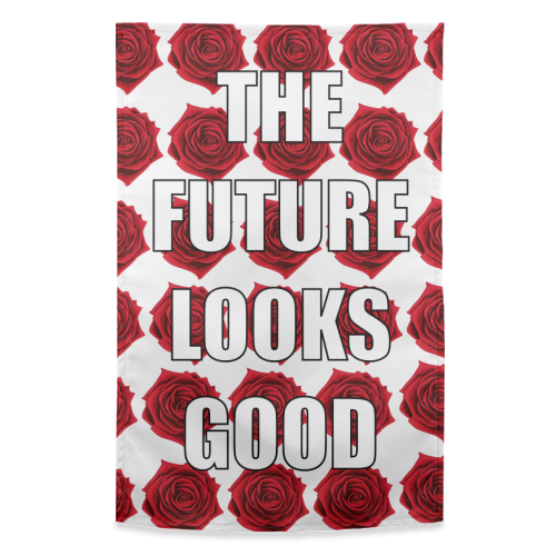The Future Looks Good - funny tea towel by Adam Regester