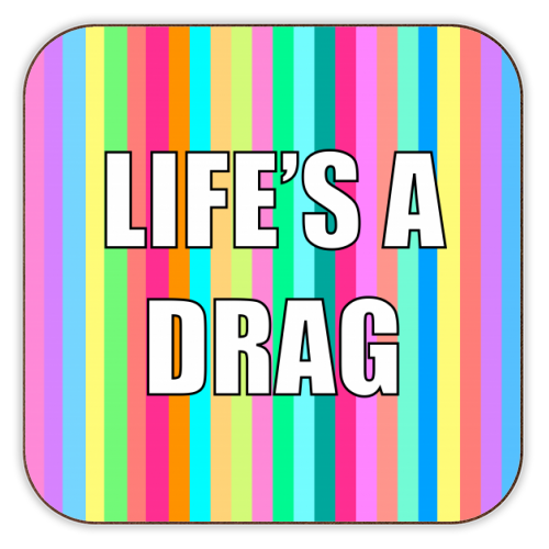 Life's A Drag - personalised beer coaster by Adam Regester