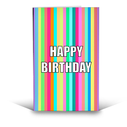 Happy Birthday Card Celebration Card Striped Card Birthday Card