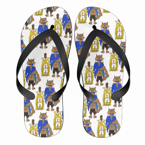 Beauty and the Beast Butts - funny flip flops by Notsniw Art