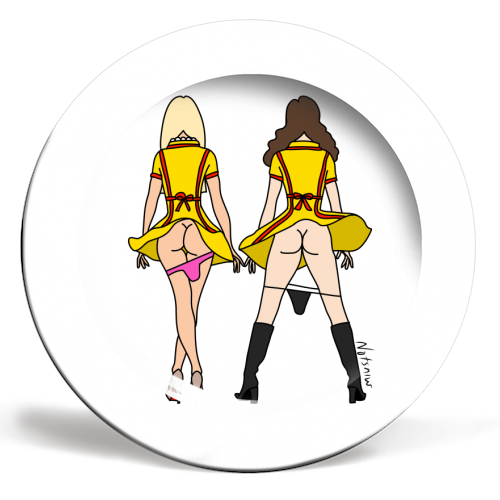 2 Broke Girls Butts - ceramic dinner plate by Notsniw Art