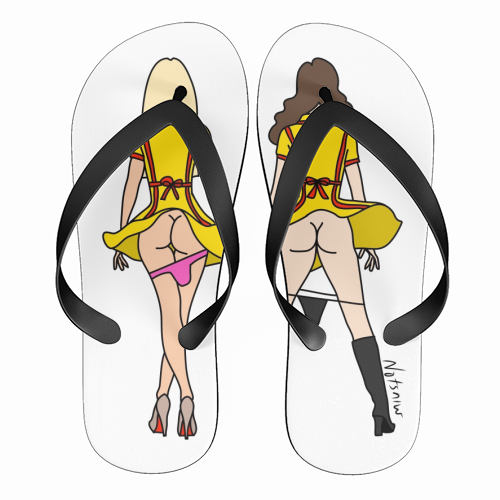 2 Broke Girls Butts - funny flip flops by Notsniw Art