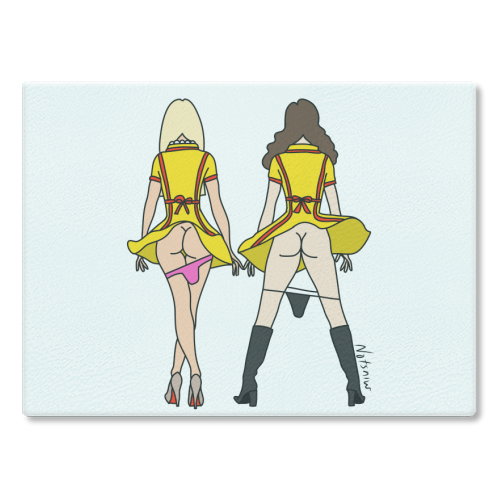 2 Broke Girls Butts - glass chopping board by Notsniw Art