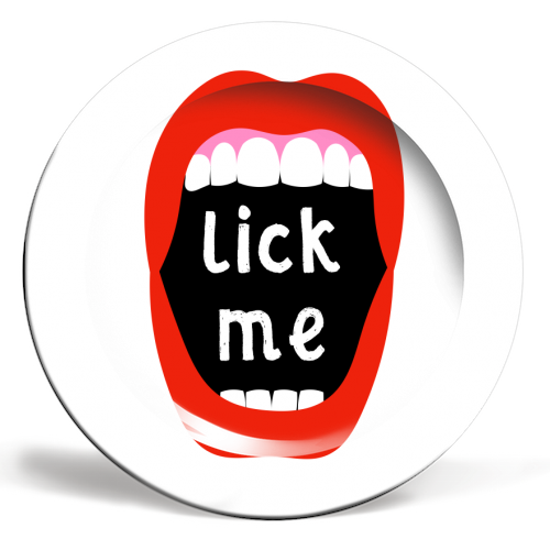Lick Me - ceramic dinner plate by Adam Regester