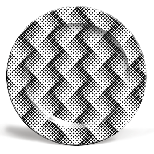 black white zig - ceramic dinner plate by Anastasios Konstantinidis