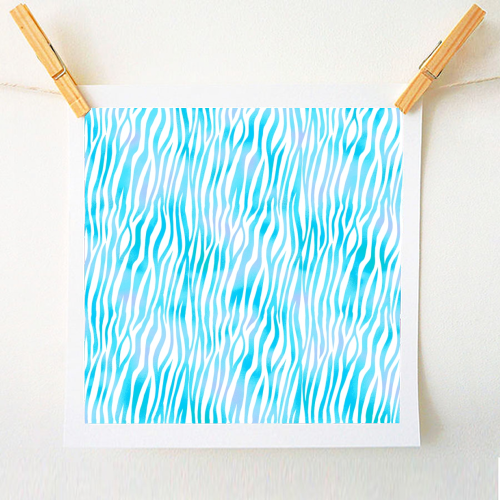 turquoise zebra pattern - A1 - A4 art print by Anastasios Konstantinidis