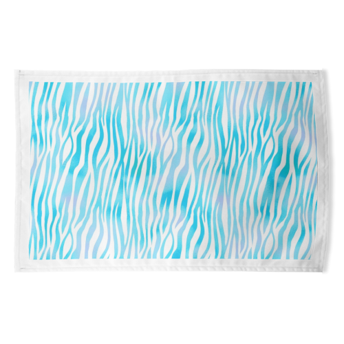 turquoise zebra pattern - funny tea towel by Anastasios Konstantinidis