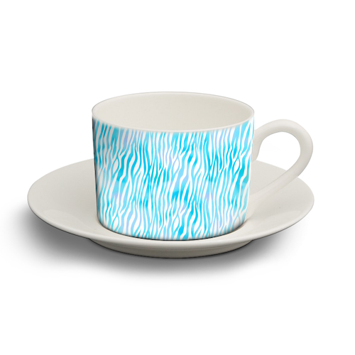 turquoise zebra pattern - personalised cup and saucer by Anastasios Konstantinidis