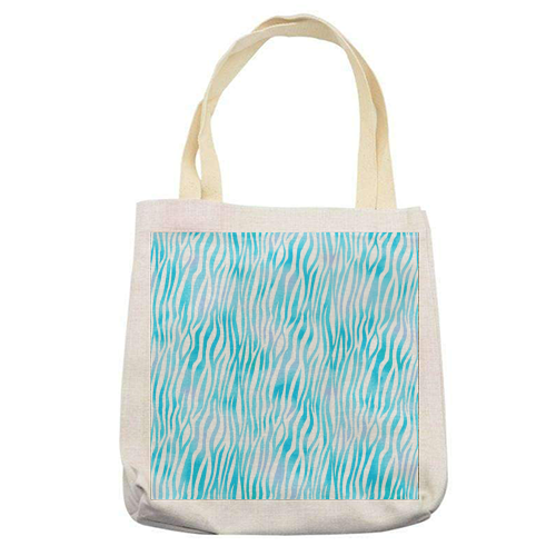 turquoise zebra pattern - printed tote bag by Anastasios Konstantinidis